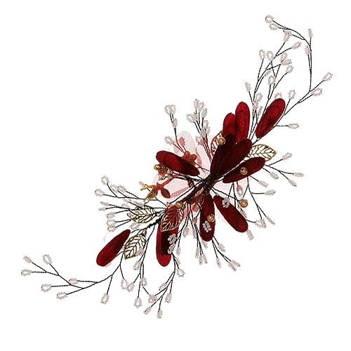 Épingle à cheveux fleur rouge de mariage, un diadème élégant et traditionnel d'exception