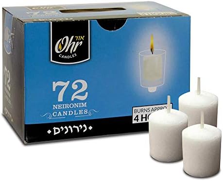 Ohr 4 Hour Neironim Candles - Shabbat and Small Votive Wax Candle - 72 Count