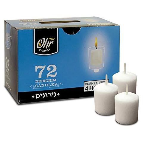 Ohr 4 Hour Neironim Candles - Shabbat and Small Votive Wax Candle - 72 Count Cover