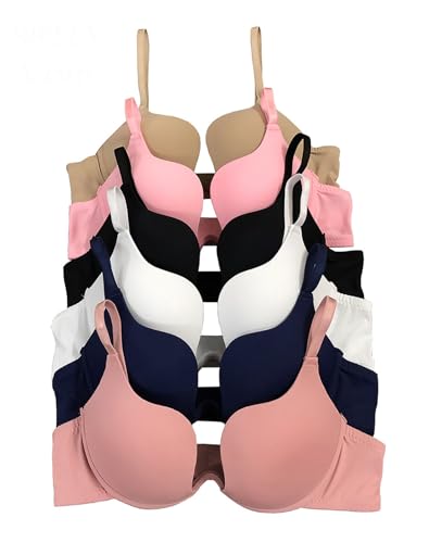 Iheyi 6 Piecec Full Cup/Demi Wired Gentle Pushup Push Up Bra A/B/C 40D