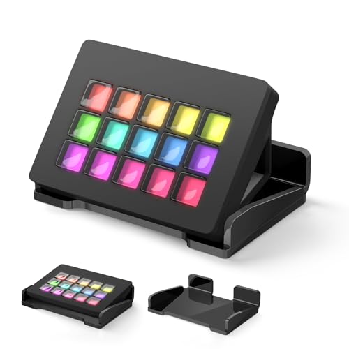 CaSZLUTION �A�N�����z���_�[�x�[�X Elgato Stream Deck MK.2�Ή� �f�X�N�g�b�v�f�B�X�v���C�X�^���h ����~�߃f�U�C�� Stream Deck MK.2 Studio�R���g���[���[�p�T�|�[�g���� (�u���b�N)