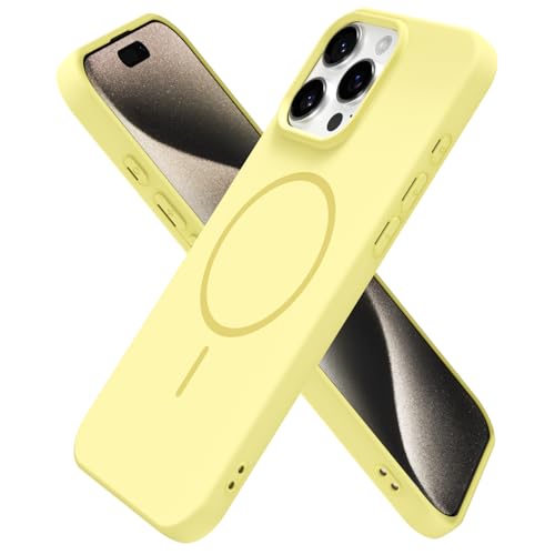 Coque iPhone 15 Pro Max jaune MagSafe esthétique pour femmes