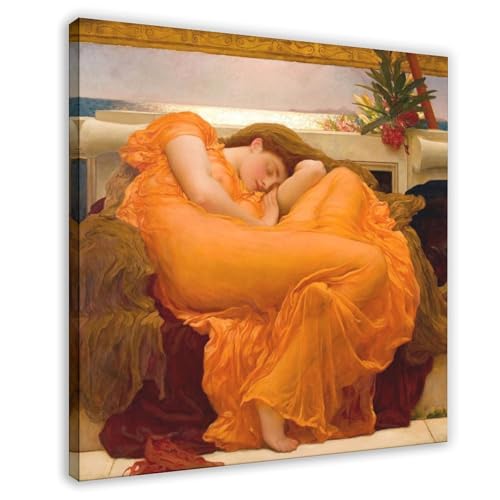 Décoration murale Flaming June de Frederick Leighton tableau carré impression sur toile cadre