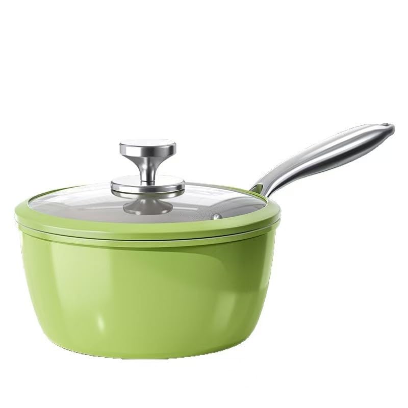 Image of Nonstick Ceramic Saucepan with lid, Small Cooking Pot with handle, Induction Comptable (Green, 2.5 Quarts)