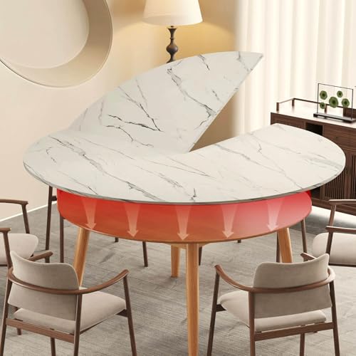 Rallonge de table ronde portable 4 plis 170cm imitation marbre - 3