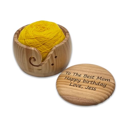 CHEERZEER CUSTOMIZE Personalized Large Wooden Bowl with Lid for Knitters