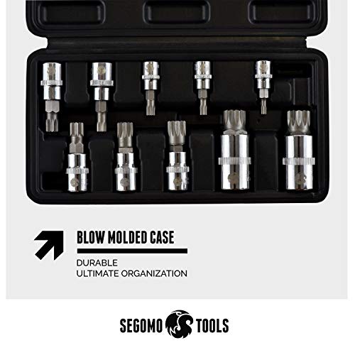 Segomo Tools 10 Piece Triple Square Socket Set - Mixed Drive Triple Square Bit Set - Metric Xzn Spline Socket Set - European Socket Set (4Mm-18Mm) - Triple Square Spline Bit Set - Xzn10 #TOP7
