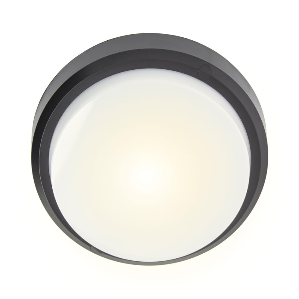 Xanlite - Hublot LED Rond Noir avec Indice de Protection IP65 - Détecteur de Mouvement Désactivable - Température de Couleur CCT - Éclairement de 1800 Lumens