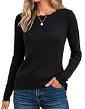 GRACE KARIN Fall Sweater for Women 2025 Crew Neck Lightweight Winter Knit Pullover Sweaters Fitted Business Casual Tops Black L