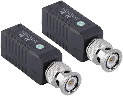 Generic CCTV Twisted Pair Passive Video Balun Transceiver - 2 Pack (Black)