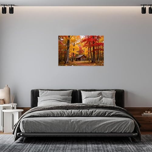 Tableau sur toile automne forêt pour décoration murale salon et chambre moderne 60x90cm