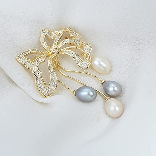 Image of Elegant Love Bow Brooch Micro Pave Cubic Zirconia Bowknot Wedding Bride Mother Brooch Pin Ribbon Shape Jewelry Brooch Breastpin