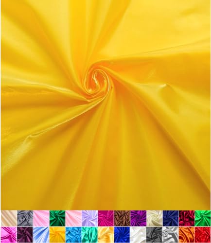 Satin Fabric | Decoration & Sewing | Shiny & Luxury | 60" Wide Roll | Metallic Shiny | Upholstery, Lining, Drapery, DIY Crafts (Yellow, 10 Yards)
