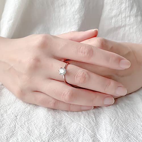 Letalong 1Ct Adjustable Moissanite Rings For Women, S925 Sterling Silver 6 Prong Moissanite Engagement Ring #TOP5