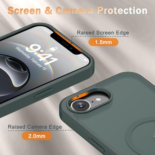 Image of YENAPOON for iPhone 17e Case, iPhone 16e Case, Matte Magnetic Phone Cover [with 1 Screen Protector] [Support for MagSafe] [Shockproof Military Grade Protection] Translucent Frosted Back, Gray