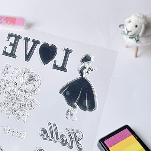 Mesygk LOVE FLOWER GIRL GLOBE Valentine'S Day Clear Stamps Transparent Silicone Stamp Album Cards Rubber Stamp thumb #3