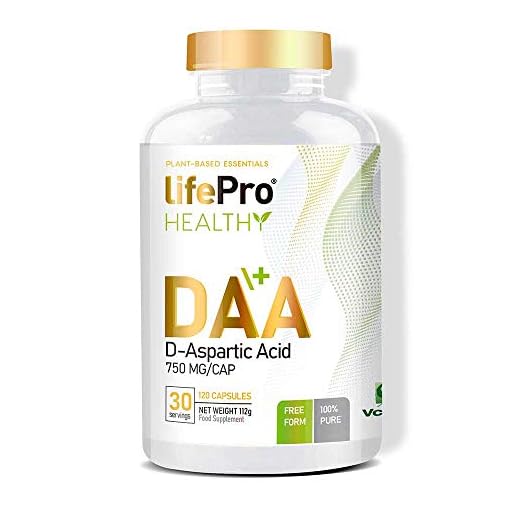 Life Pro Essentials DAA Ácido D-aspártico 750 mg – Suplemento deportivo para contribuir al crecimiento muscular y acelerar el metabolismo – 120 cápsulas