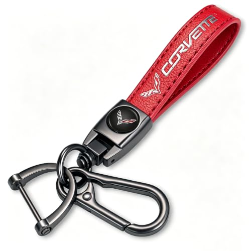 Image of Leather car Keychain 04 Set for Men and Women Family Present Keychain Key Ring Lanyard (red)