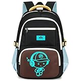 Bluboon Mochila infantil camuflada para meninos e adolescentes, escola primária, mochila de viagem, Marrom amarelo com fundo preto, 17x12x6.5 inches