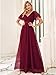 Ever-Pretty Women's Mother of Bride Dress Double V-Neck Empire Waist Front Wrap Tulle Bridesmaid Dress Burgundy US10