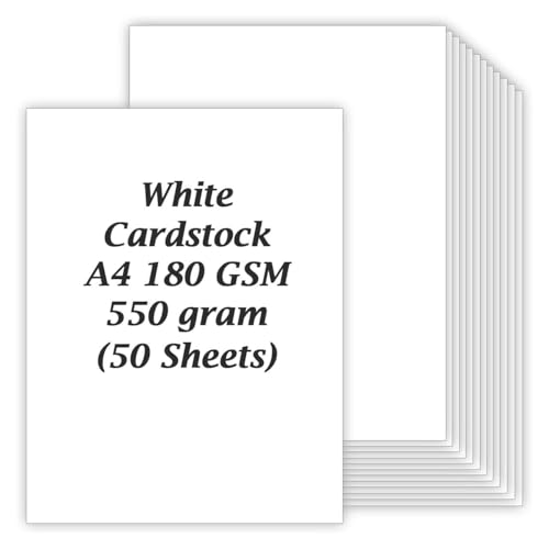 MARKQ [Pack of 50] White Cardstock, A4 180 gsm Thick Paper s...