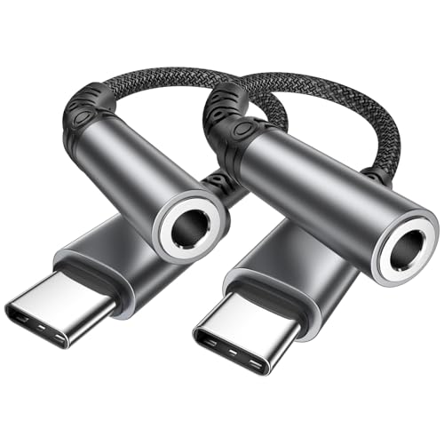 Adaptador Jack a USB C, 2 Pack Adaptador USB C a Jack 3.5 mm Adaptador Auriculares Cascos Tipo C para iPhone 17 16 Pro Max/16 Plus/15 Pro Max/15 Plus, iPad, Samsung S25/S24/S23, Huawei, Pixel, Xiaomi