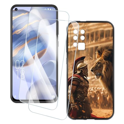 OAGELIM 2�Z�b�g �X�N���[���v���e�N�^�[ + �P�[�X Oukitel C21 (6.4 �C���`) �Ƃ̌݊������� �A�[�e�B�X�e�B�b�N�J�X�^���v�����g�J�o�[�Ƌ����K���X�t�B���� �X�N���b�`�h�~ (��m)