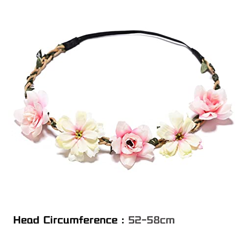 Foto von 6 Stück Blume Krone Stirnband, Krone Haar Blumenkranz, Haarkranz Krone, Blumenkrone Braut Haarkranz, Blumenkranz Haarband, für Reisefotografie, Festival Hochzeit und Party