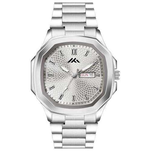 PAPIO® Day and Date Display Analogue Silver Color Stainless Steel Quartz Wrist Watch for Men and Boys (MT_817) - Image 2