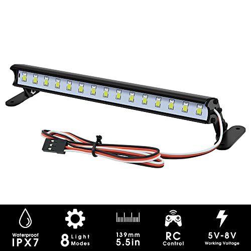 Epinon Rc Light Bar Rc Police Light Bar Roof Lamp 8 Light Modes Control 139Mm 15 Lamp Beads For 1/10 Scale Slash Trx-4 Bronco Trx6 Arrma Axial Scx10 I Ii Rc4Wd Rc Crawler Truck Accessories #TOP2