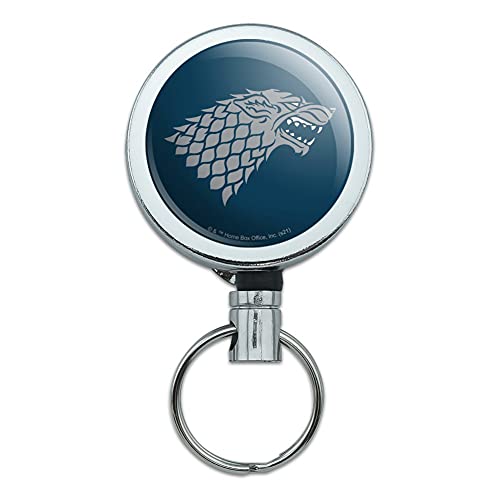 Game of Thrones Stark Sigil Heavy Duty Metal Retractable Reel ID Badge Key Card Tag Holder with Belt Clip
