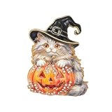 coadipress Halloween Witch Cat Brooch Pin Pumpkin，Black