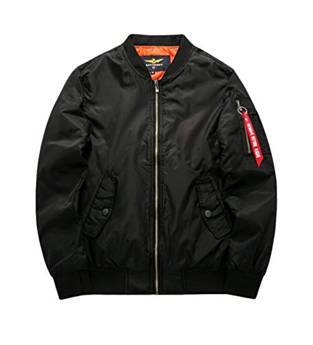 MisFox Herren Bomberjacke MA-1 Stehkragen Fliegerjacke Wasserdicht Blouson Herbst und Winter Retro Jacke Winddichte Bomber Piloten Jacket mit Reißverschluss Taschen Cover