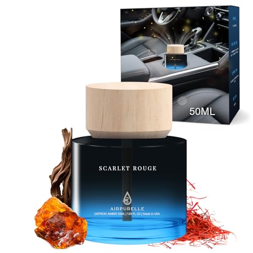 Car Air Freshener 50ML (1.7 FL OZ) Car Air Fresheners Perfume - Saffron Amber Fragrance Oil Air Diffuser for Car, 180+ days Long Lasting Fragrance, Car Air Freshner Wooden Cup Design, Made in USA