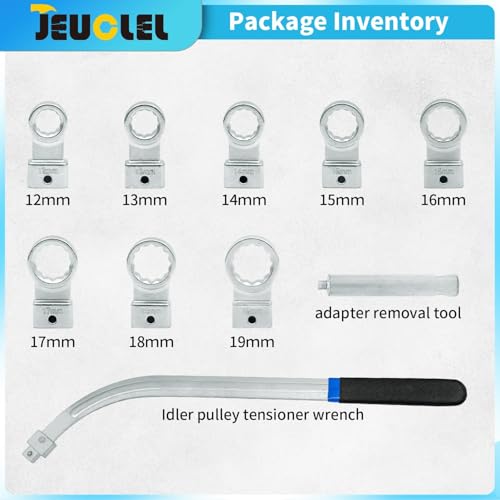Image of 10PCS Auxiliary Idler Belt Tensioner Pulley Removal Tool Kit | 12Point, 12-19mm(0.47 inch-0.74 inch) Serpentine Belt Tension Pulley Wrench Set, Engine Timing Belt Tensioning Nut Bolt Screw Remover