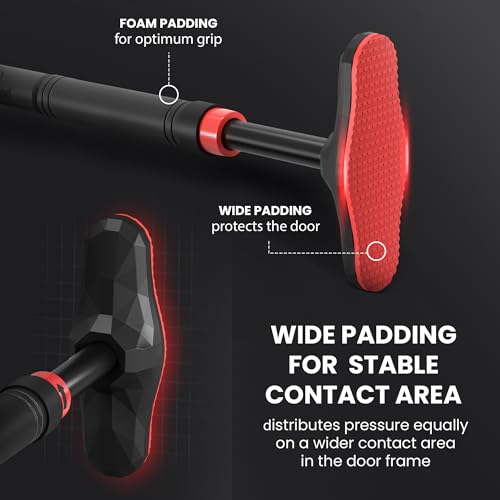 Pull Up Bar Door Frame NO Screws + Exercise E-Book | Professional Chin Up with Padded Handles | Extra Wide Dip Workout Bars for Hanging in Doorway at Home without Drilling, Indoor Mounted Gym Fitness - Image 4