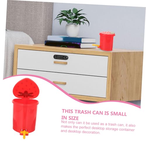 Lata de basura pequeña con tapa estilo fresa 1.5L miniatura 3
