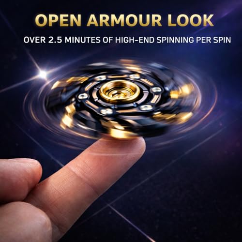 Image of EDC Fidget Sliders Open Armor Spinning Top Fidget Toys for Adults - Metal Stress Relief Gyroscope, ADHD & Anxiety Decompression Toy, Office Desk Cool Toy, Rotating Fingertip Spinner (Silver-Gold)