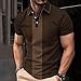 Polos Shirts for Men Vintage Striped Golf Bowling Casual Polos Tee Pullover Men Outdoor Athletic T-Shirts Plus Size Brown