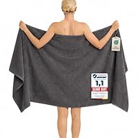 Komfortec Badetuch 100x200 cm aus 100% Baumwolle, Saunatuch XXL, Weich, Groß, Frottee, Schnelltrocknend, Anthrazit Grau