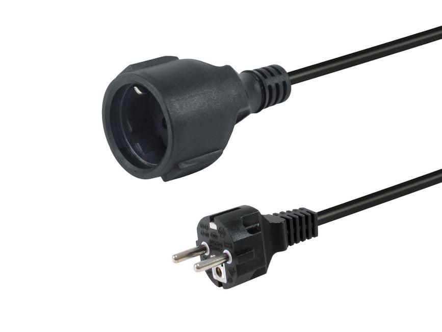 Câble d'équipement flexible Schuko de 3,00m noir avec connecteurs robustes CEE 7/3