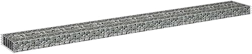 Vista 17 de vidaXL Gabion - Maceta elevada para pared, jardín, césped, patio, jardín, jardín, jardín, jardín, jardín, flores, acero galvanizado, 70.9 x 35.4
