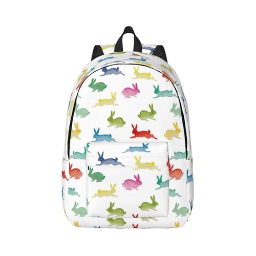 Sacs d'école mixtes en toile au motif de lapins décontractés pour ordinateurs