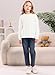 Girls Cable Knit Sweaters Chunky Long Sleeve Crewneck Drop Shoulder Warm Pullover Sweater Tops Size 5-14Y White