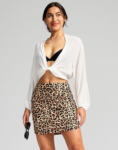 Image of SANTINY Women's 17'' Long Swim Skirt with Pockets High Waisted Modest Tummy Control Swimsuit Skirt Bathing Suit Bottoms