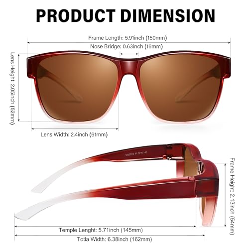 Image of URUMQI Polarized Sunglasses Fit Over Glasses for Men Women, Oversized Square Sun Glasses UV400 Protection