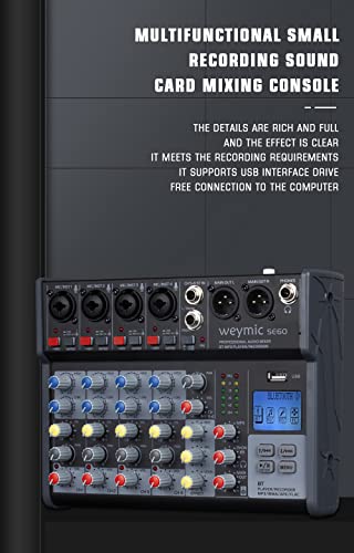 Weymic Se-60 Professional Mixer For Recording Dj Stage Karaoke W/Usb Xlr Microphone Jack, 48V Power(6-Channel) #TOP4