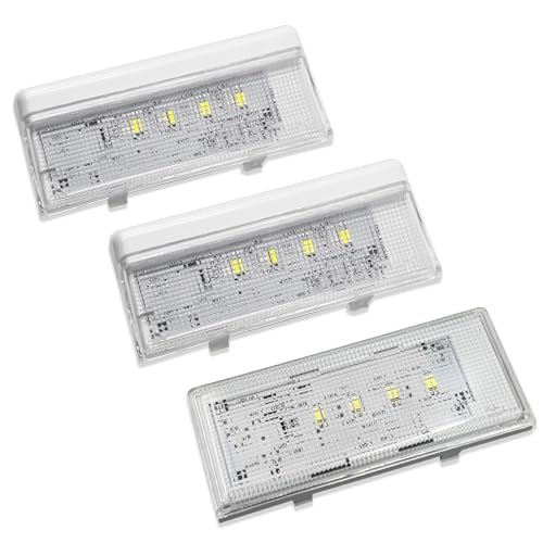 HPUY W10515058 W10515057 Refrigerator LED Light 3PCS with Cover Compatible for Kenmore Maytag Whirlpool Refrigerator LED Light Replacement Replace WPW10515058 WPW10515057