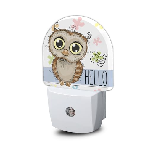 Image of Night Light,Cute Cartoon Owl and Butterfly Night Lights Plug Into WallDusk to Dawn Sensor for Bedroom Bathroom and Living Room for Women /Girls Gift