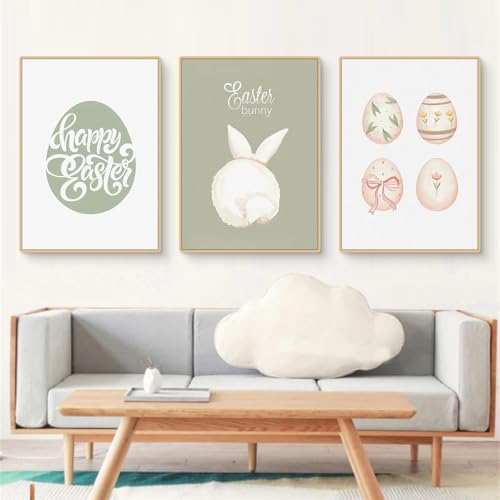 Posters de Pâques lot de 3 impressions d'art de lapin, cadeau fille et garçon